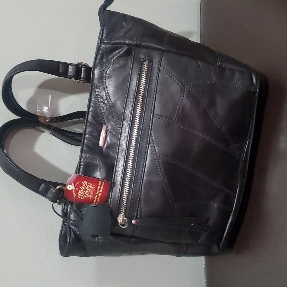 Black genuine leather purse